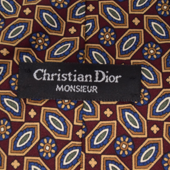 Christian Dior Monsieur Silk Neck Tie Red Professional Work Gala Interview Vtg - Picture 3 of 8